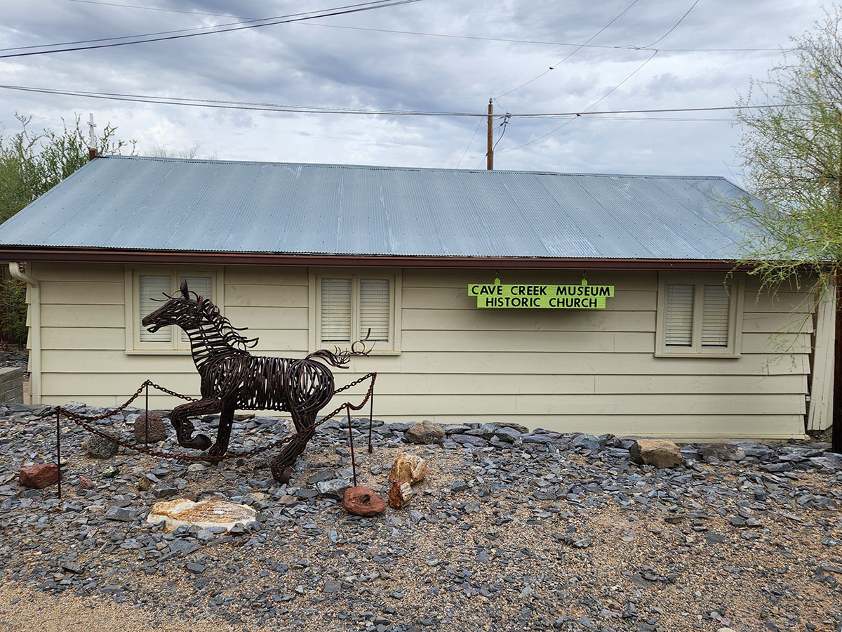 horse sculpture at church